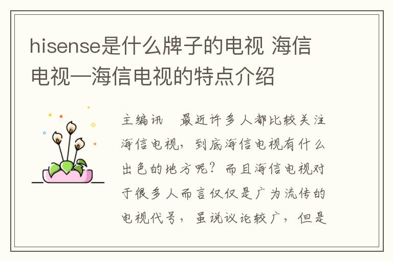 hisense是什么牌子的电视 海信电视—海信电视的特点介绍