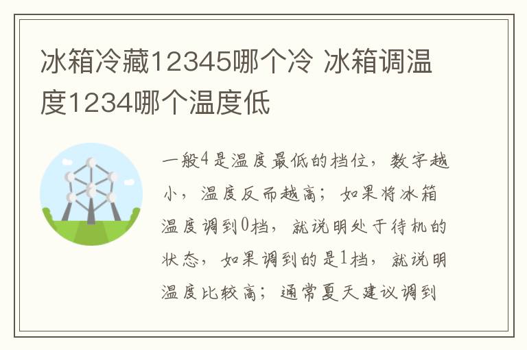 冰箱冷藏12345哪个冷 冰箱调温度1234哪个温度低