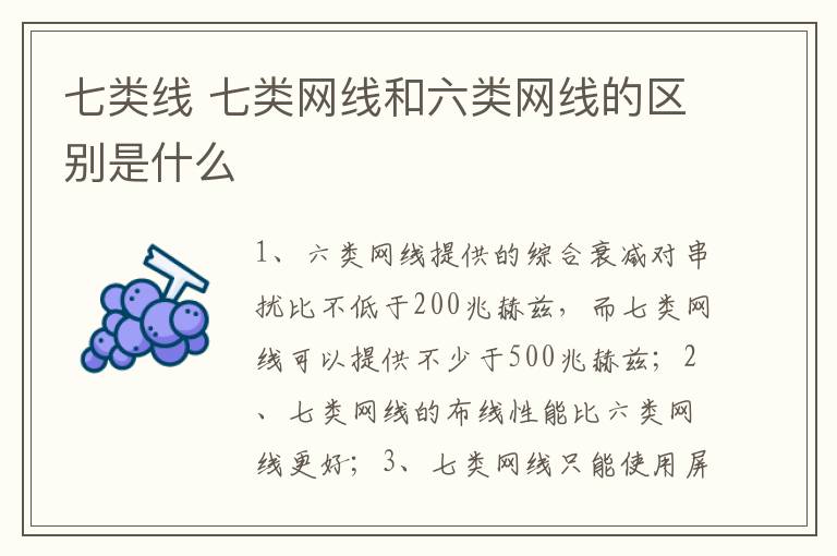 七类线 七类网线和六类网线的区别是什么