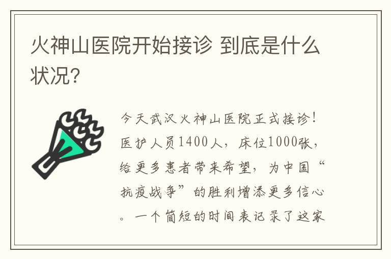 火神山医院开始接诊 到底是什么状况？