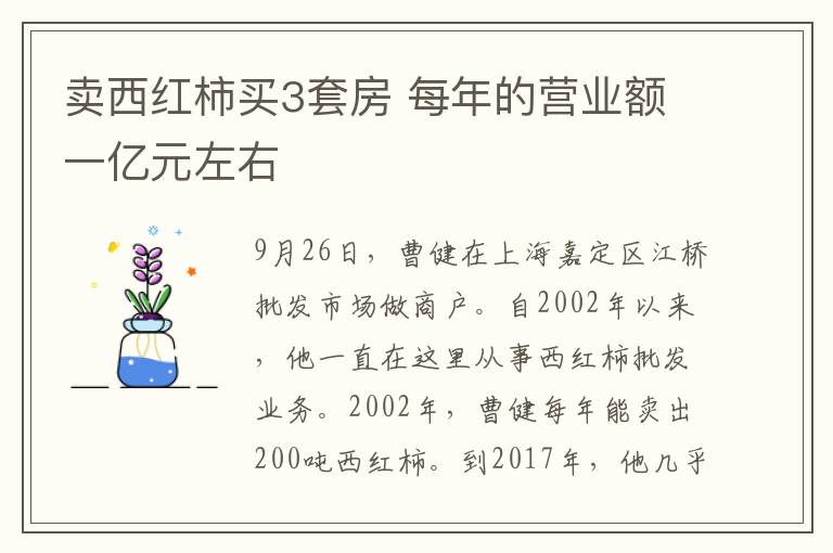 卖西红柿买3套房 每年的营业额一亿元左右
