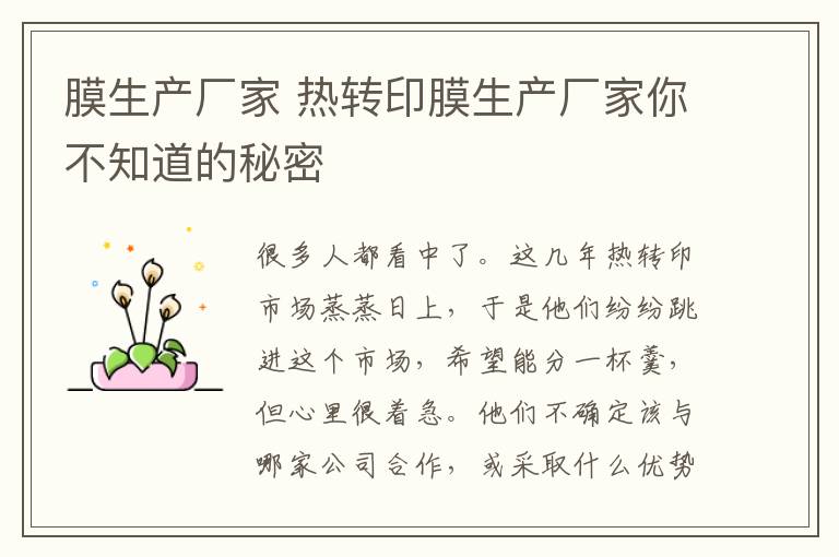 膜生产厂家 热转印膜生产厂家你不知道的秘密