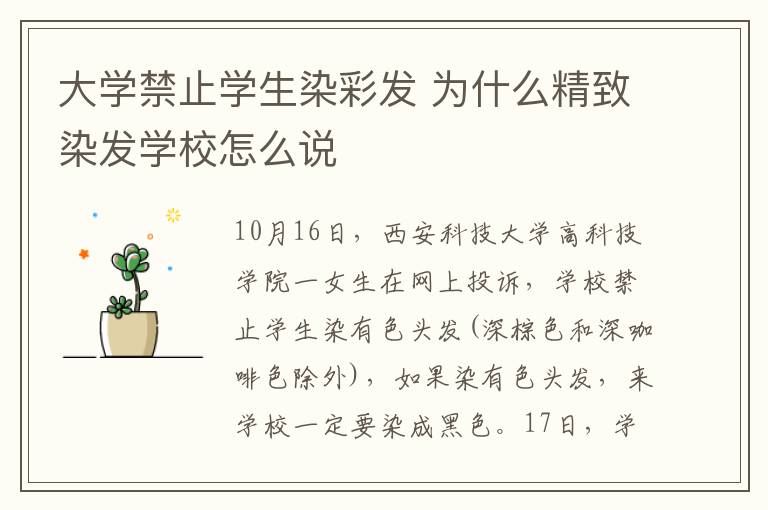 大学禁止学生染彩发 为什么精致染发学校怎么说