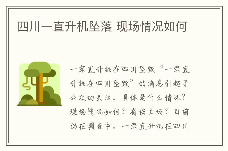 四川一直升机坠落 现场情况如何