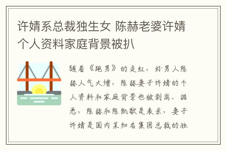 许婧系总裁独生女 陈赫老婆许婧个人资料家庭背景被扒