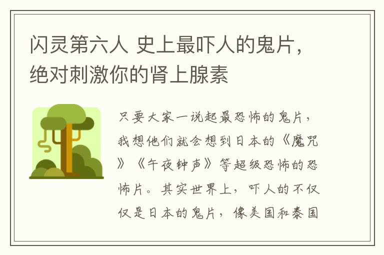 闪灵第六人 史上最吓人的鬼片，绝对刺激你的肾上腺素