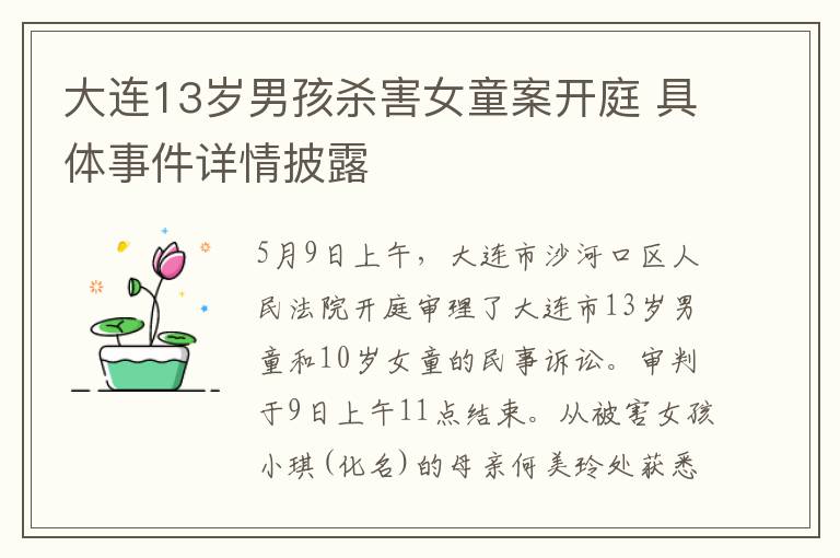 大连13岁男孩杀害女童案开庭 具体事件详情披露