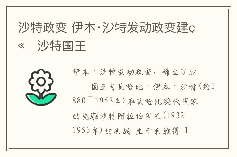 沙特政变 伊本·沙特发动政变建立沙特国王