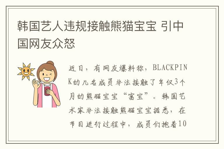 韩国艺人违规接触熊猫宝宝 引中国网友众怒