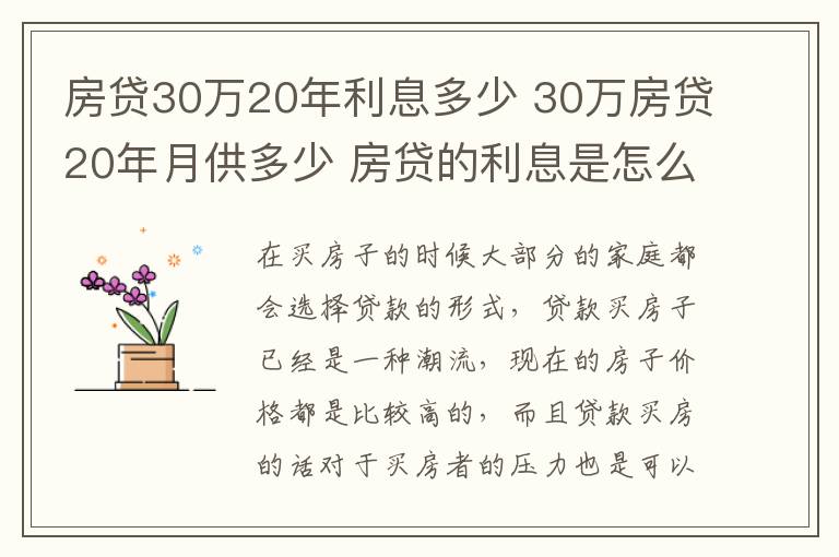 房贷30万20年利息多少 30万房贷20年月供多少 房贷的利息是怎么算的