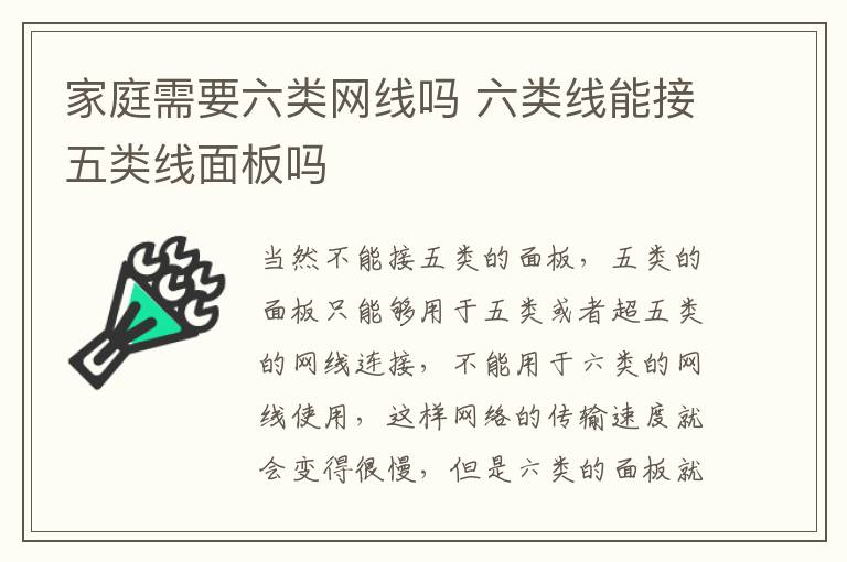 家庭需要六类网线吗 六类线能接五类线面板吗