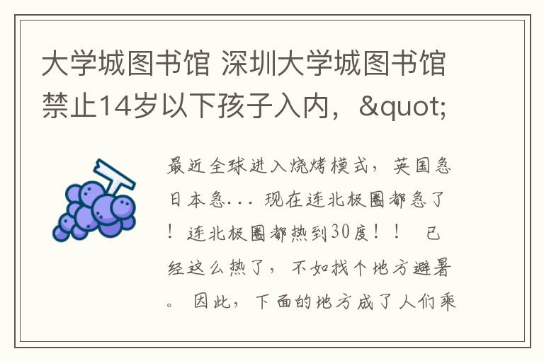 大学城图书馆 深圳大学城图书馆禁止14岁以下孩子入内，"孩子还小”这次不灵了
