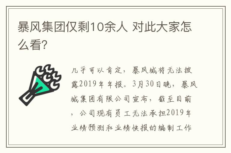 暴风集团仅剩10余人 对此大家怎么看？