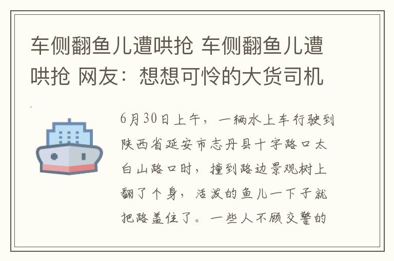 车侧翻鱼儿遭哄抢 车侧翻鱼儿遭哄抢 网友：想想可怜的大货司机你们能吃的下去吗？