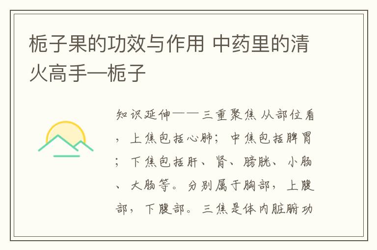 栀子果的功效与作用 中药里的清火高手—栀子