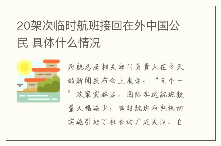20架次临时航班接回在外中国公民 具体什么情况