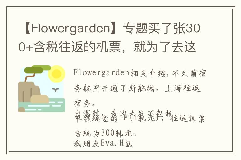 【Flowergarden】专题买了张300+含税往返的机票，就为了去这个网红海岛浪