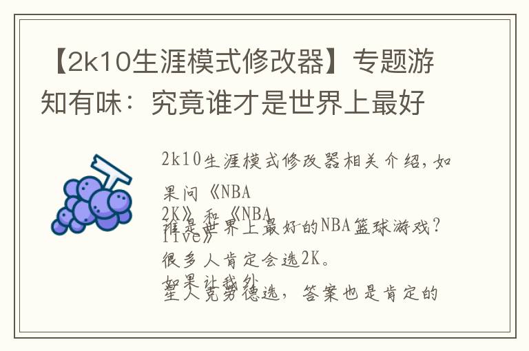 【2k10生涯模式修改器】专题游知有味：究竟谁才是世界上最好的NBA篮球游戏？