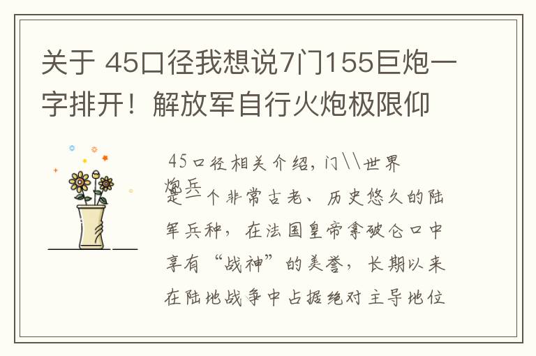 关于 45口径我想说7门155巨炮一字排开！解放军自行火炮极限仰角：跨山吊射飞跃高原