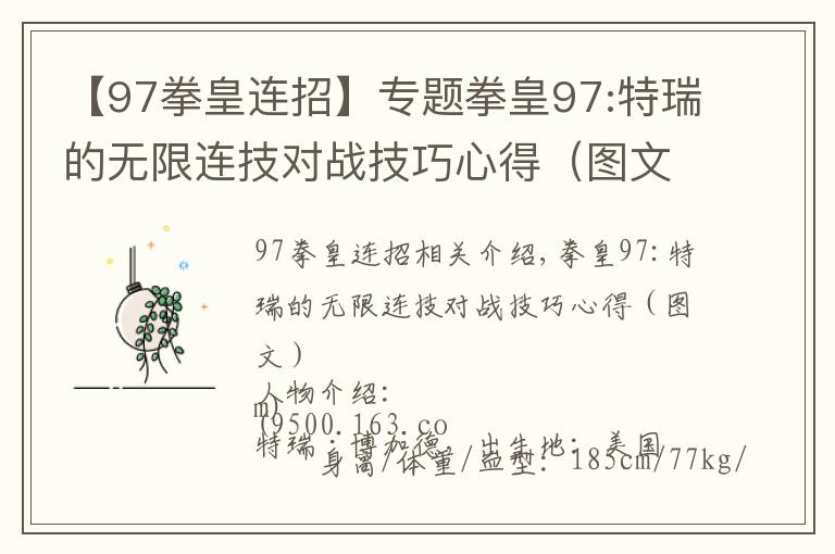 【97拳皇连招】专题拳皇97:特瑞的无限连技对战技巧心得（图文）