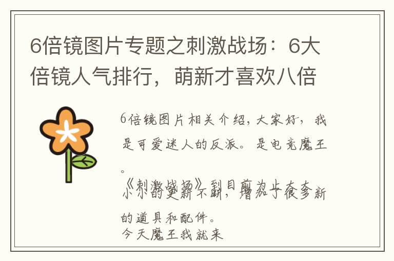 6倍镜图片专题之刺激战场：6大倍镜人气排行，萌新才喜欢八倍镜，老玩家都爱这个