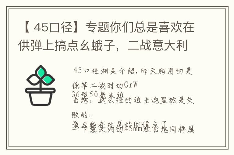 【 45口径】专题你们总是喜欢在供弹上搞点幺蛾子，二战意大利Brixia 45mm迫击炮