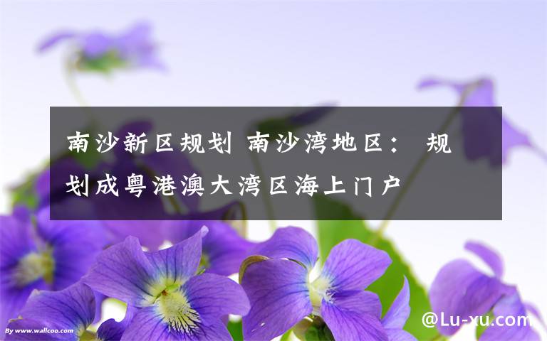 南沙新区规划 南沙湾地区： 规划成粤港澳大湾区海上门户