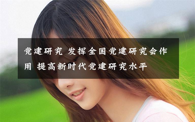 党建研究 发挥全国党建研究会作用 提高新时代党建研究水平