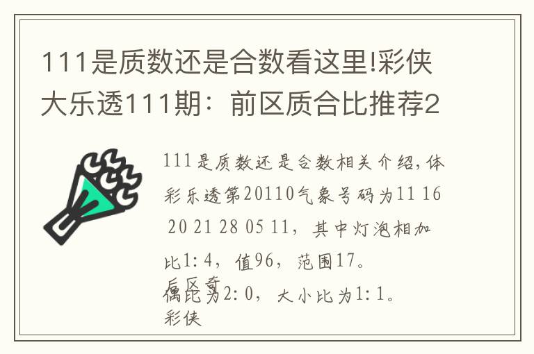 111是质数还是合数看这里!彩侠大乐透111期：前区质合比推荐2：3
