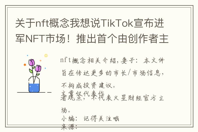 关于nft概念我想说TikTok宣布进军NFT市场！推出首个由创作者主导的 NFT 系列