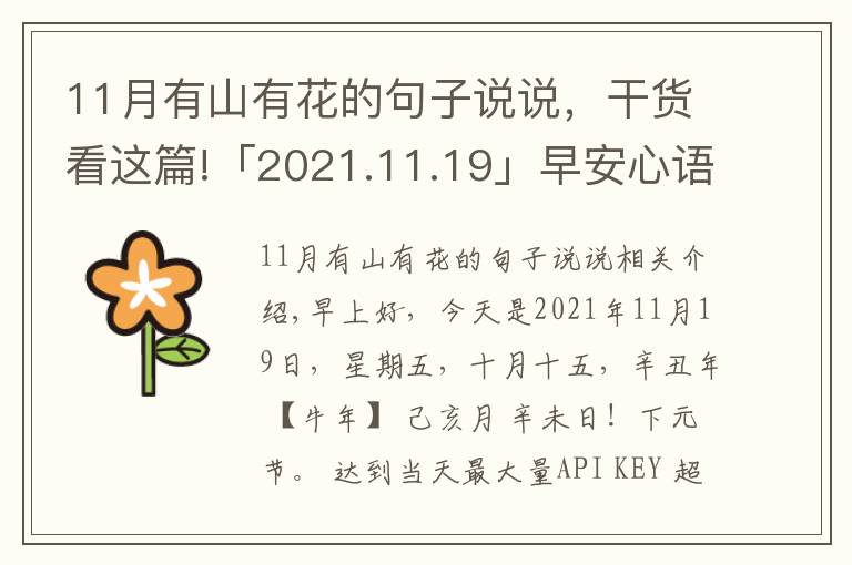 11月有山有花的句子说说，干货看这篇!「2021.11.19」早安心语，正能量暖心说说句子，励志语录唯美图片