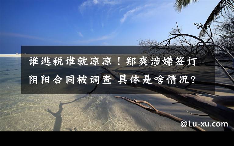 谁逃税谁就凉凉！郑爽涉嫌签订阴阳合同被调查 具体是啥情况?