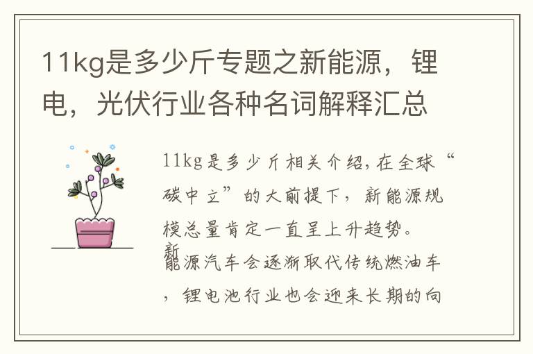 11kg是多少斤专题之新能源，锂电，光伏行业各种名词解释汇总（建议收藏）