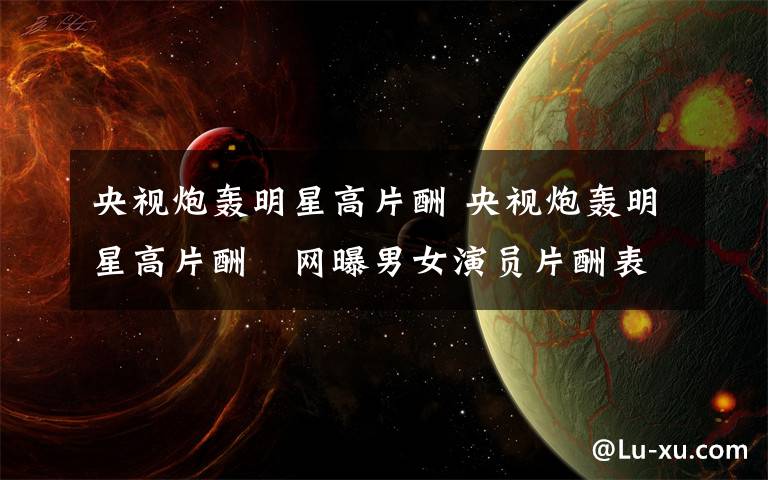 央视炮轰明星高片酬 央视炮轰明星高片酬　网曝男女演员片酬表