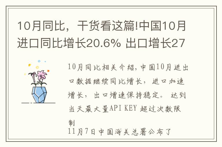 10月同比，干货看这篇!中国10月进口同比增长20.6% 出口增长27.1%