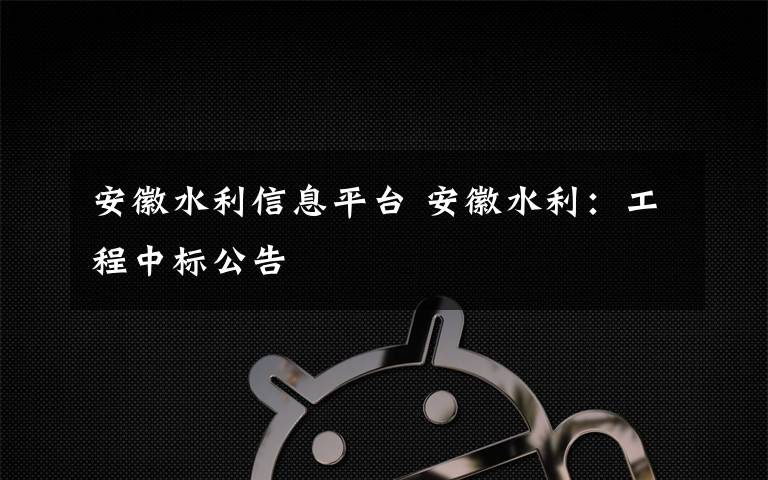 安徽水利信息平台 安徽水利：工程中标公告
