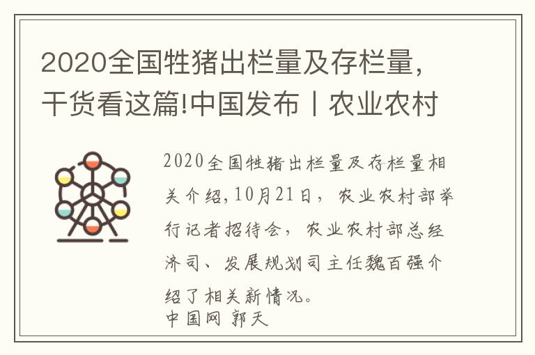 2020全国牲猪出栏量及存栏量，干货看这篇!中国发布丨农业农村部：截至9月底全国生猪存栏达3.7亿头