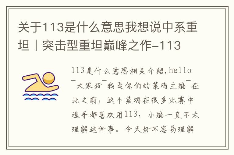 关于113是什么意思我想说中系重坦丨突击型重坦巅峰之作-113