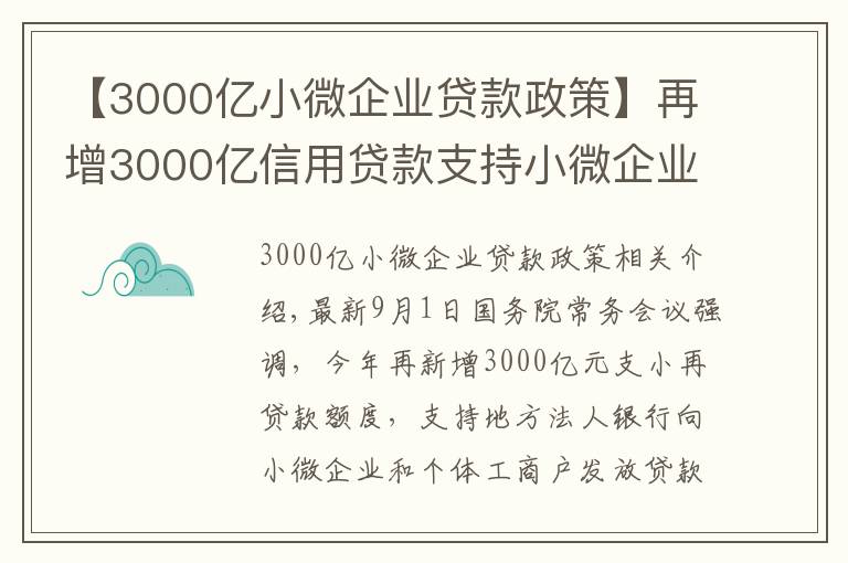 【3000亿小微企业贷款政策】再增3000亿信用贷款支持小微企业，政策来了您准备好了吗