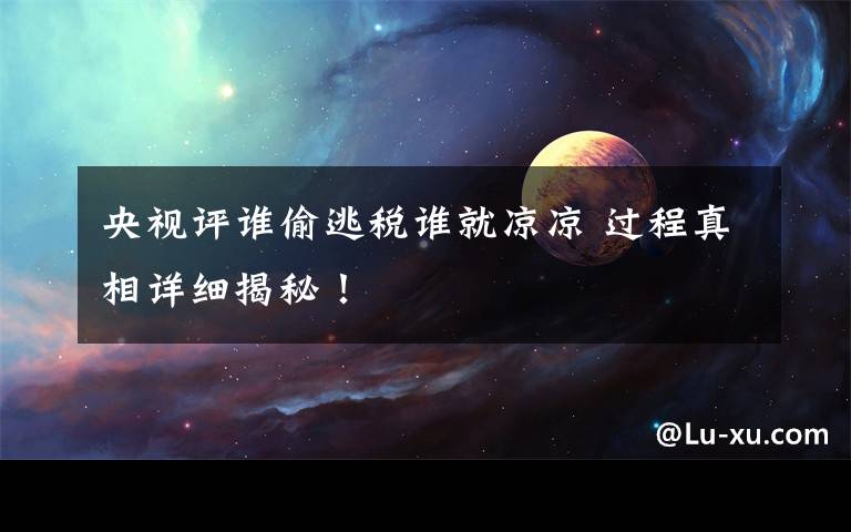 央视评谁偷逃税谁就凉凉 过程真相详细揭秘！