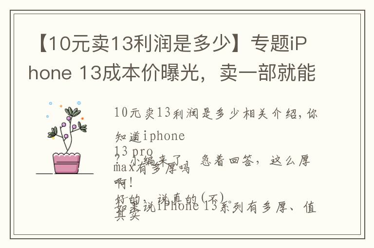 【10元卖13利润是多少】专题iPhone 13成本价曝光，卖一部就能挣5000多？