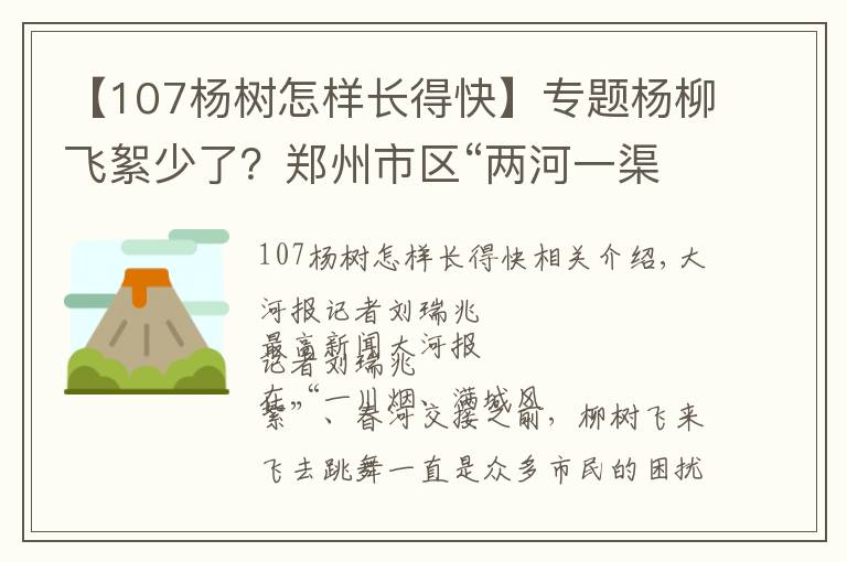 【107杨树怎样长得快】专题杨柳飞絮少了？郑州市区“两河一渠”杨柳树雌株实现100%防治