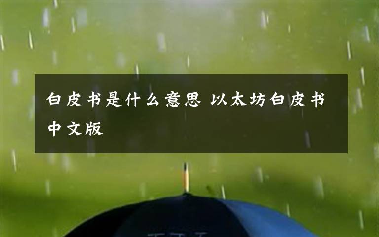白皮书是什么意思 以太坊白皮书中文版