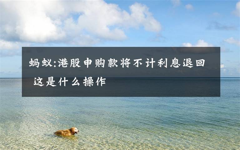蚂蚁:港股申购款将不计利息退回 这是什么操作