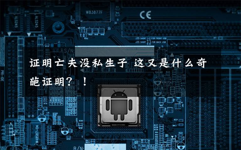 证明亡夫没私生子 这又是什么奇葩证明？！