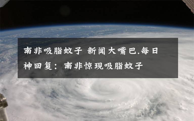 南非吸脂蚊子 新闻大嘴巴.每日神回复：南非惊现吸脂蚊子