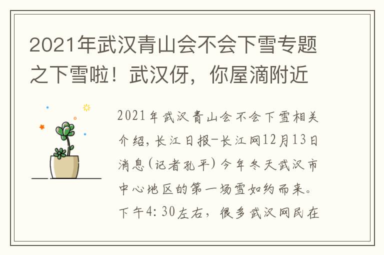 2021年武汉青山会不会下雪专题之下雪啦！武汉伢，你屋滴附近下雪了冇？