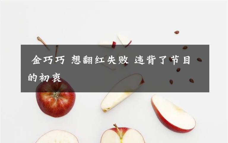  金巧巧 想翻红失败 违背了节目的初衷