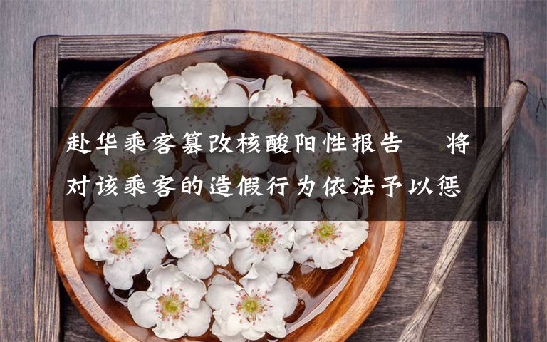 赴华乘客篡改核酸阳性报告  将对该乘客的造假行为依法予以惩处 究竟是怎么一回事?