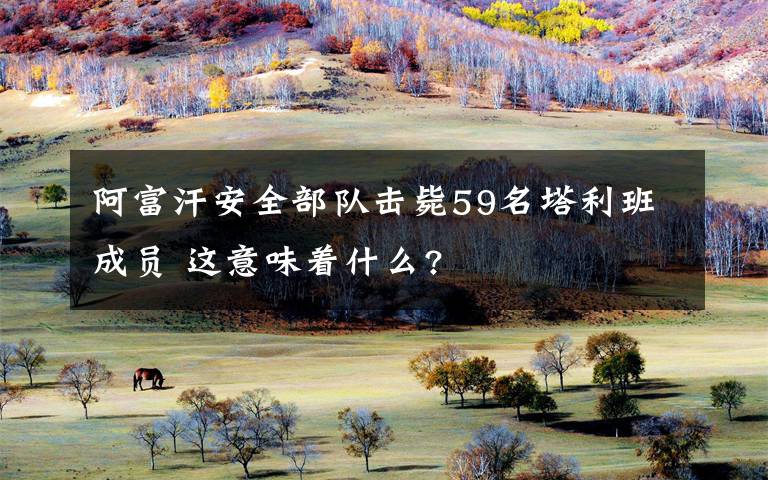 阿富汗安全部队击毙59名塔利班成员 这意味着什么?